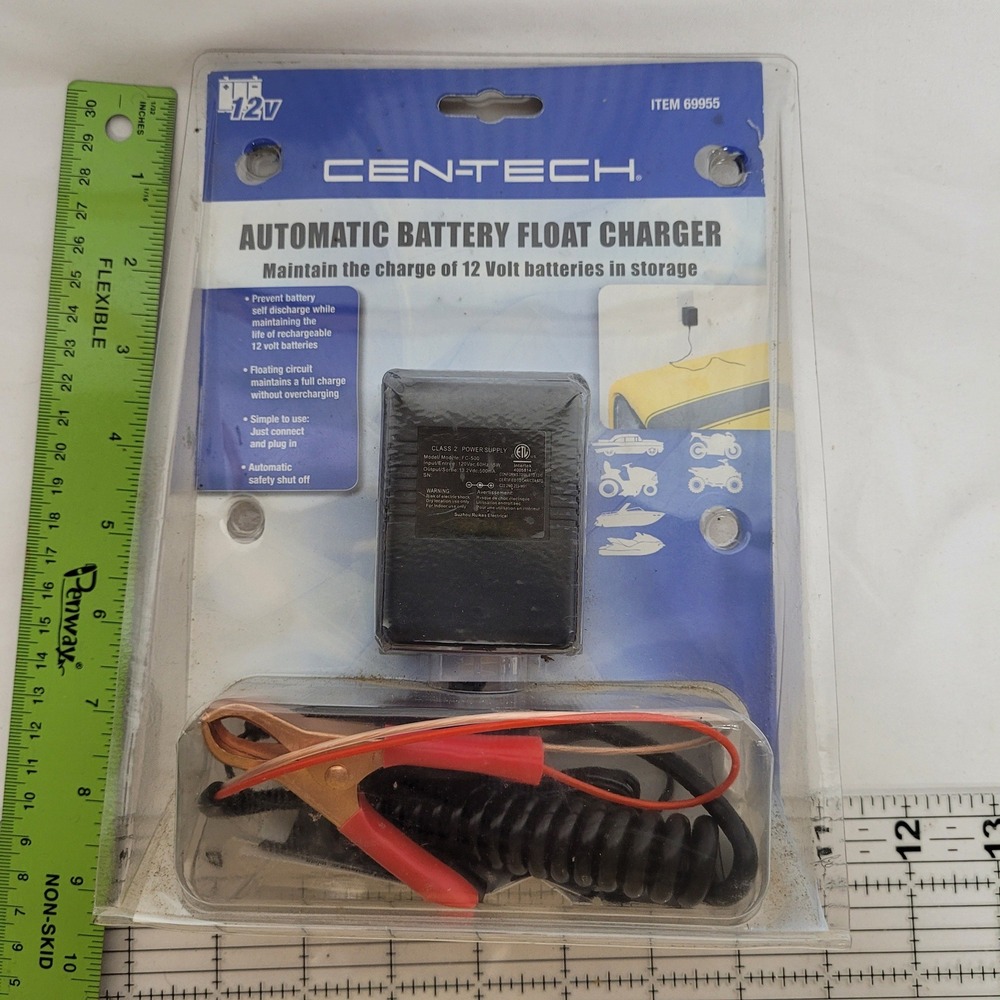 Cen-Tech 69955 12V Automatic Battery Float Charger for Lead-Acid AGM Batteries